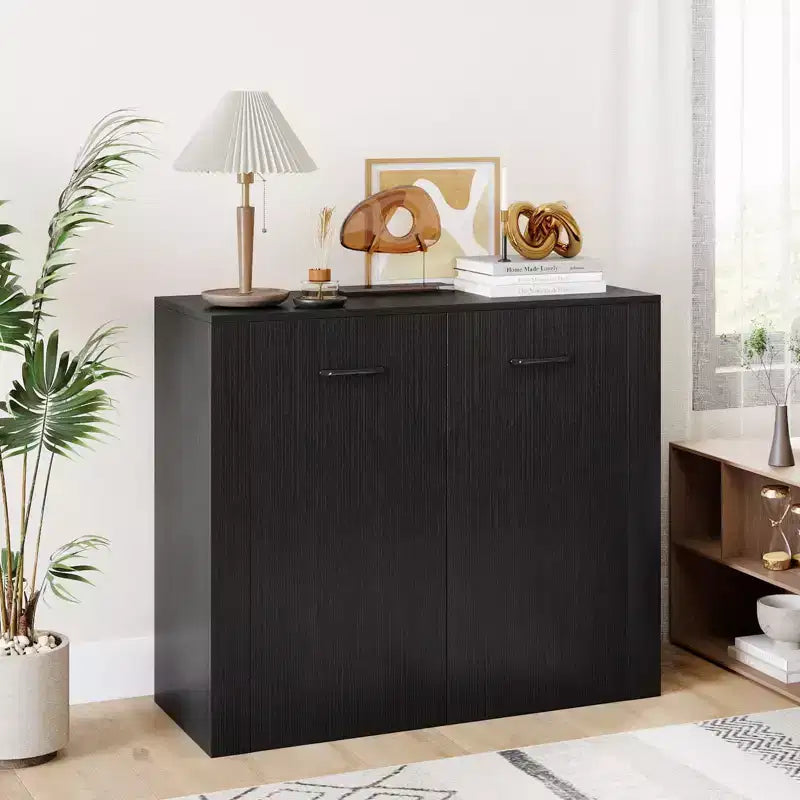 Costway Mobile Contenitore a Terra Credenza con Doppie Ante Mobile Buffet da Cucina in Legno