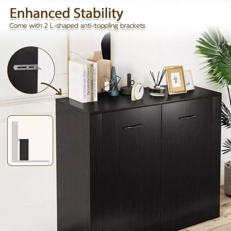 Costway Mobile Contenitore a Terra Credenza con Doppie Ante Mobile Buffet da Cucina in Legno