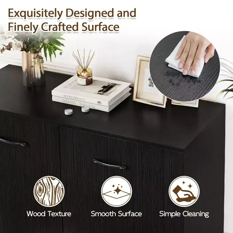 Costway Mobile Contenitore a Terra Credenza con Doppie Ante Mobile Buffet da Cucina in Legno
