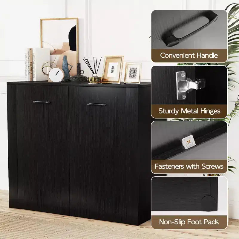 Costway Mobile Contenitore a Terra Credenza con Doppie Ante Mobile Buffet da Cucina in Legno