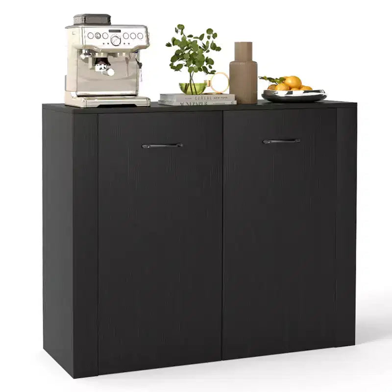 Costway Floor Storage Cabinet Buffet Sideboard w/ Double Doors Wooden Coffee Bar Station