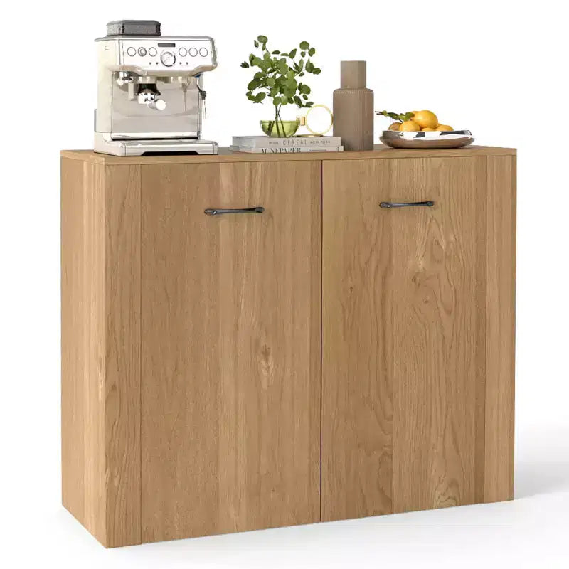 Costway Mobile Contenitore a Terra Credenza con Doppie Ante Mobile Buffet da Cucina in Legno