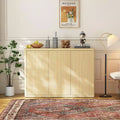 46.7 Fluted Oak Buffet Sideboard, Modern Wood Storage Cabinet with 3 Doors & Adjustable Shelves, Mid Century Modern Design