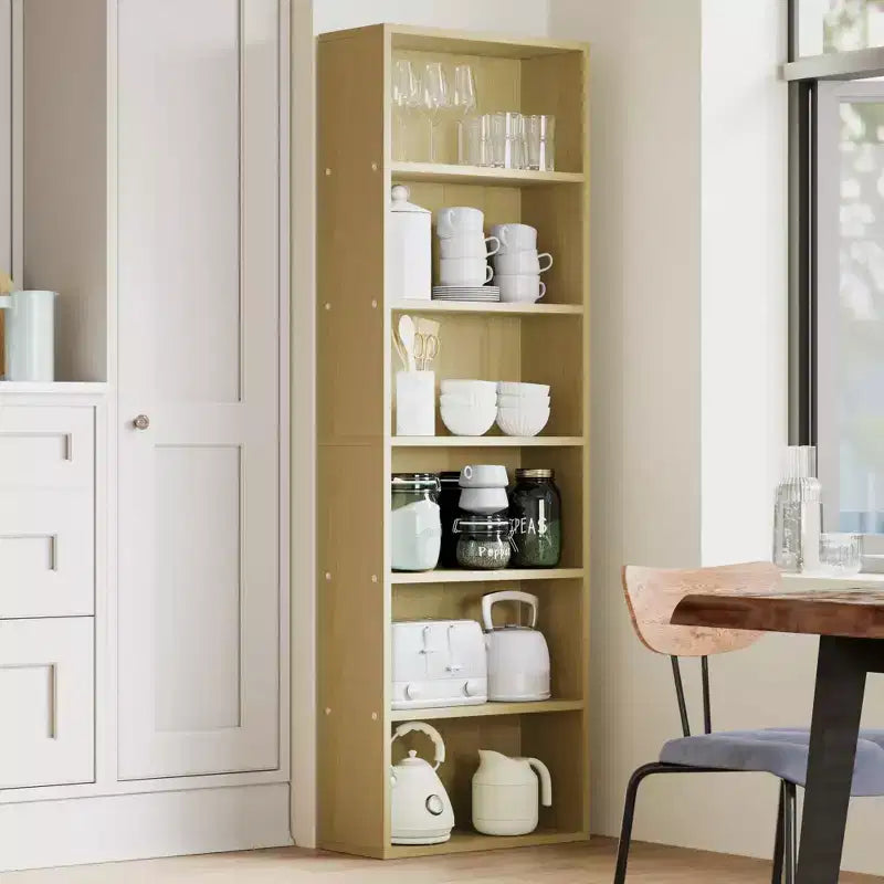 Libreria industriale a 6 ripiani, scaffale alto 161,5 cm in legno rustico con capacità di 113 kg, ripiani autoportanti per esporre oggetti per la casa e l'ufficio