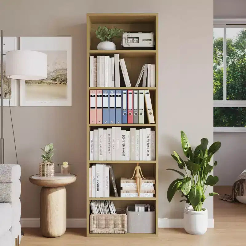 Libreria industriale a 6 ripiani, scaffale alto 161,5 cm in legno rustico con capacità di 113 kg, ripiani autoportanti per esporre oggetti per la casa e l'ufficio