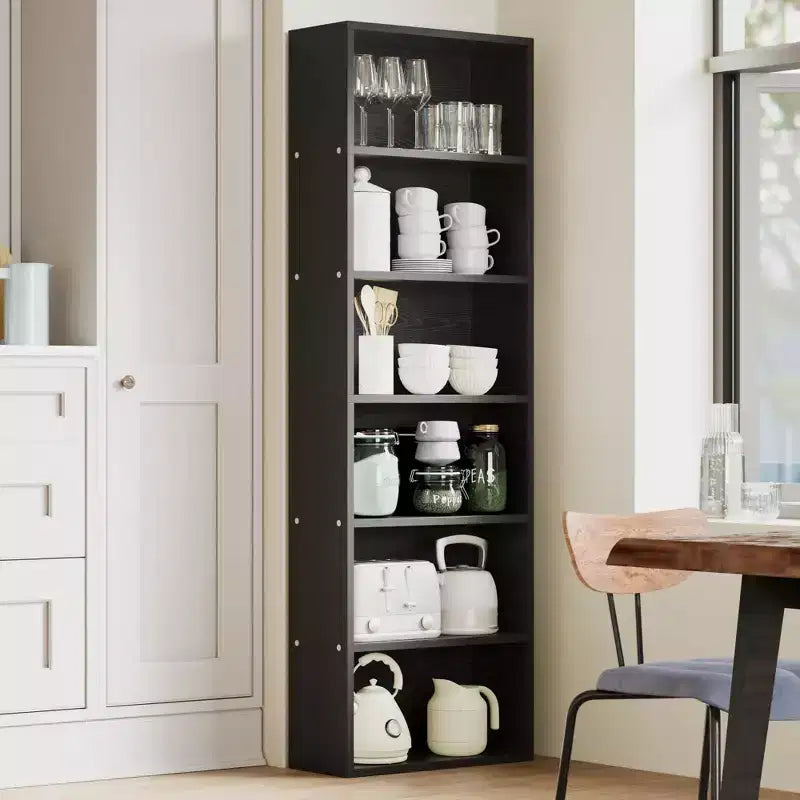 Libreria industriale a 6 ripiani, scaffale alto 161,5 cm in legno rustico con capacità di 113 kg, ripiani autoportanti per esporre oggetti per la casa e l'ufficio