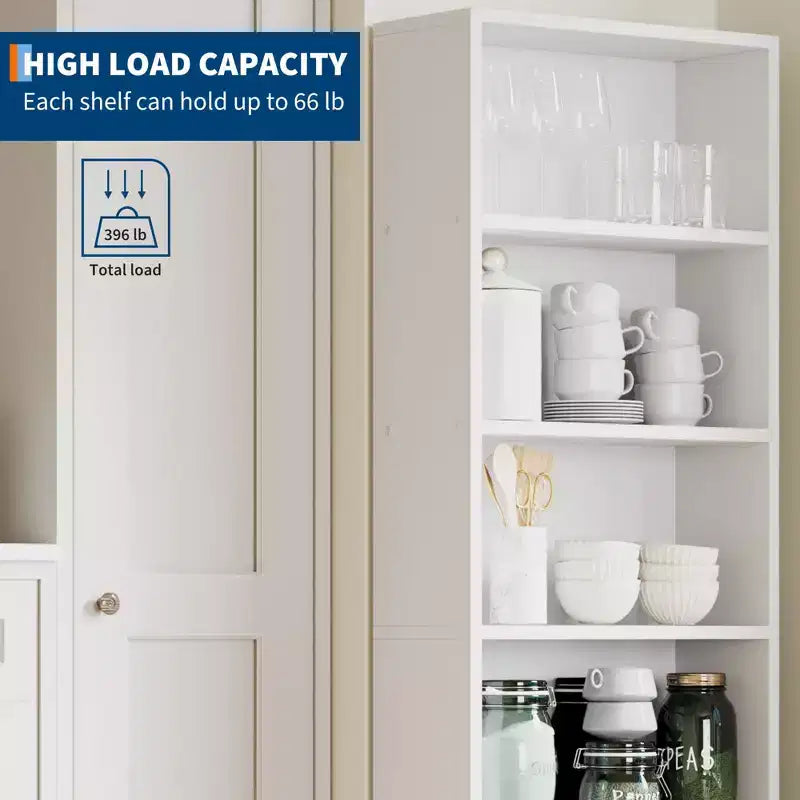 Libreria industriale a 6 ripiani, scaffale alto 161,5 cm in legno rustico con capacità di 113 kg, ripiani autoportanti per esporre oggetti per la casa e l'ufficio