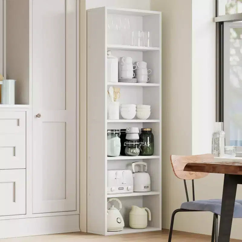 Libreria industriale a 6 ripiani, scaffale alto 161,5 cm in legno rustico con capacità di 113 kg, ripiani autoportanti per esporre oggetti per la casa e l'ufficio