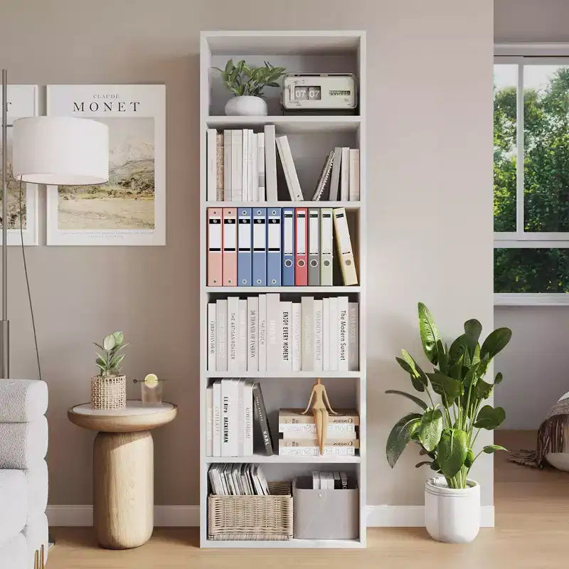 Libreria industriale a 6 ripiani, scaffale alto 161,5 cm in legno rustico con capacità di 113 kg, ripiani autoportanti per esporre oggetti per la casa e l'ufficio