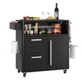 Grill Table, Outdoor Bar Cart Grill Cart with Storage Cabinet, Kitchen Cart Island Multifunction Food Prep Table Stainless Steel Surface