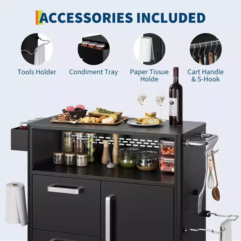 Tavolo per Barbecue, Carrello da Bar Esterno con Armadietto, Carrello per Griglia con Armadietto, Isola Carrello da Cucina Multifunzione, Tavolo di Preparazione Cibo con Superficie in Acciaio Inossidabile