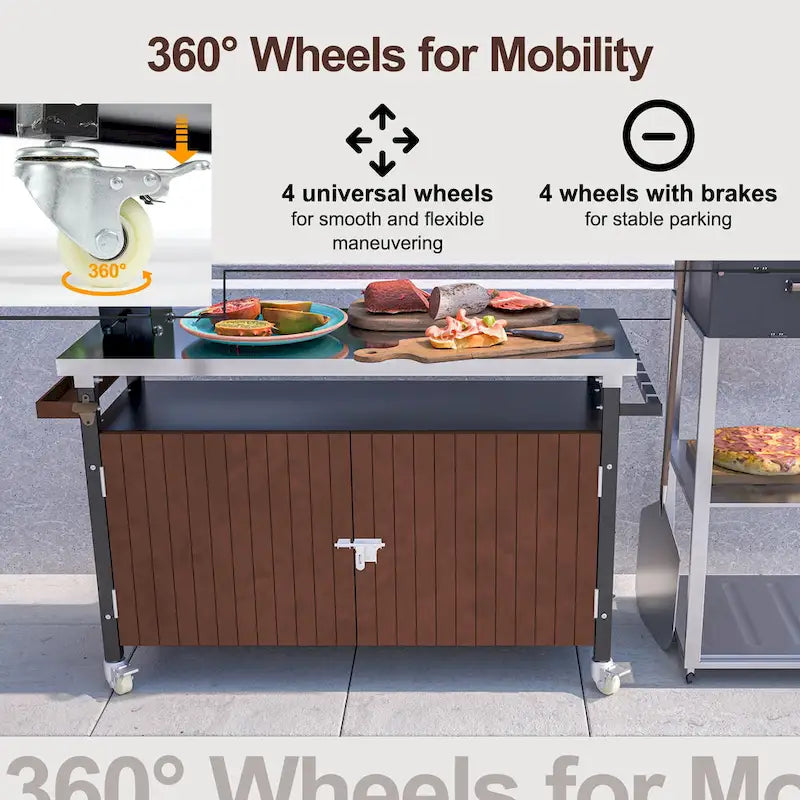 Outdoor Grill Cart With Stainless Steel Tabletop(no include stool)