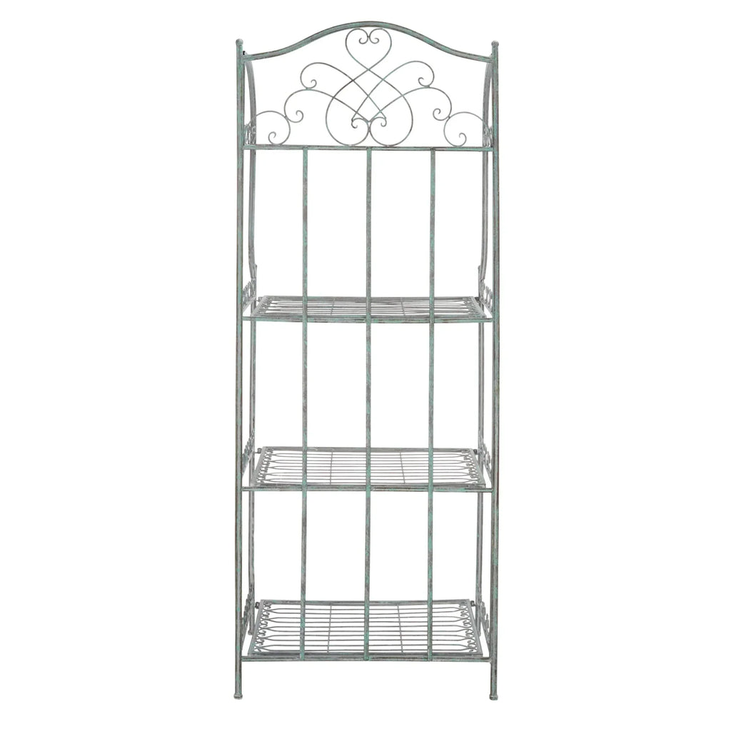 SAFAVIEH Bryn Étagère de boulanger d'extérieur victorienne en fer forgé à 4 niveaux - 63,5 cm l x 38,1 cm P x 160 cm H - 25L x 15P x 63H