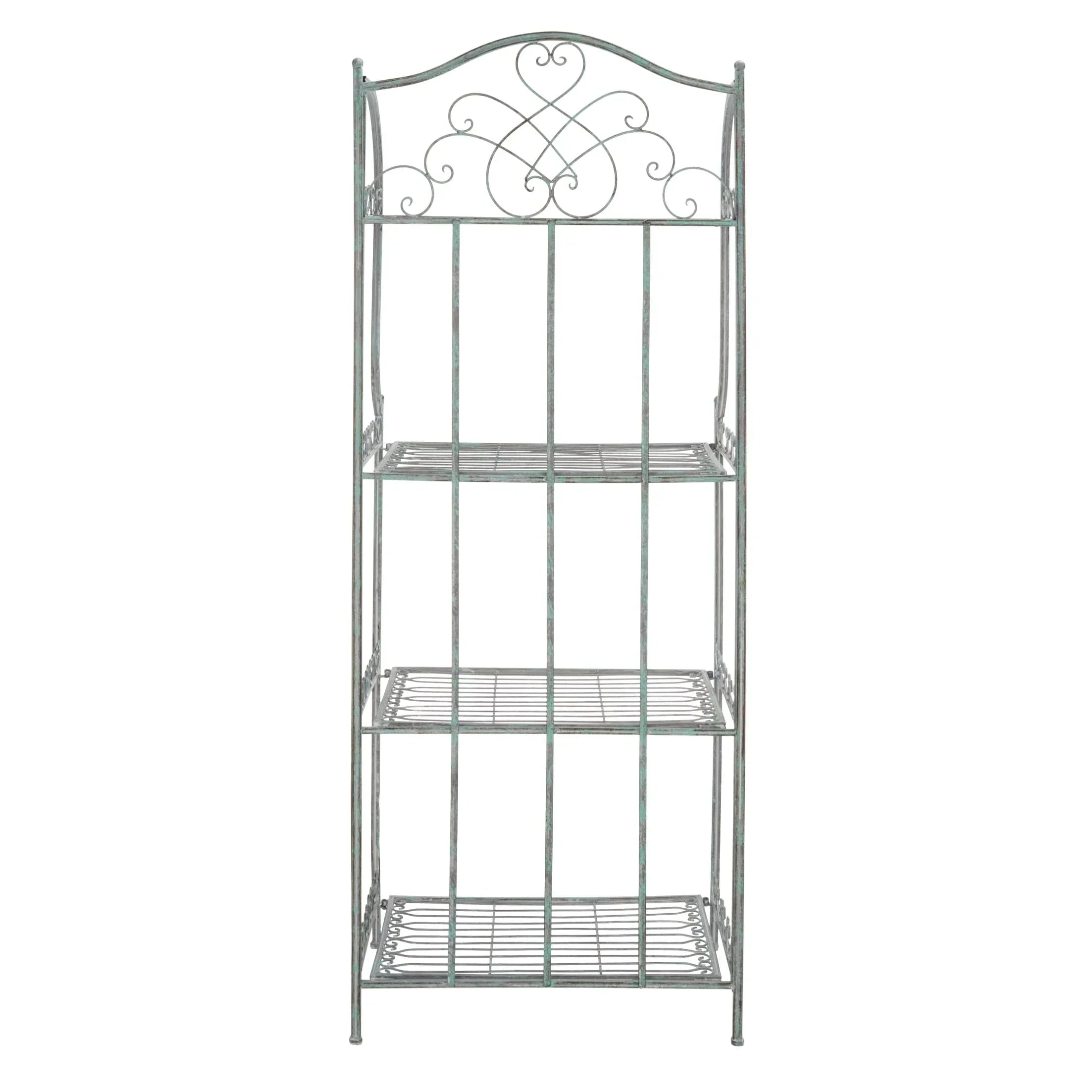SAFAVIEH Bryn Étagère de boulanger d'extérieur victorienne en fer forgé à 4 niveaux - 63,5 cm l x 38,1 cm P x 160 cm H - 25L x 15P x 63H