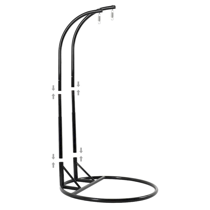 Sedia sospesa a dondolo a forma di uovo con supporto in metallo, struttura in vimini e cuscino – Beige / Blu antracite / Bianco / Blu / Bianco antico / Marrone / Tela, 2 posti
