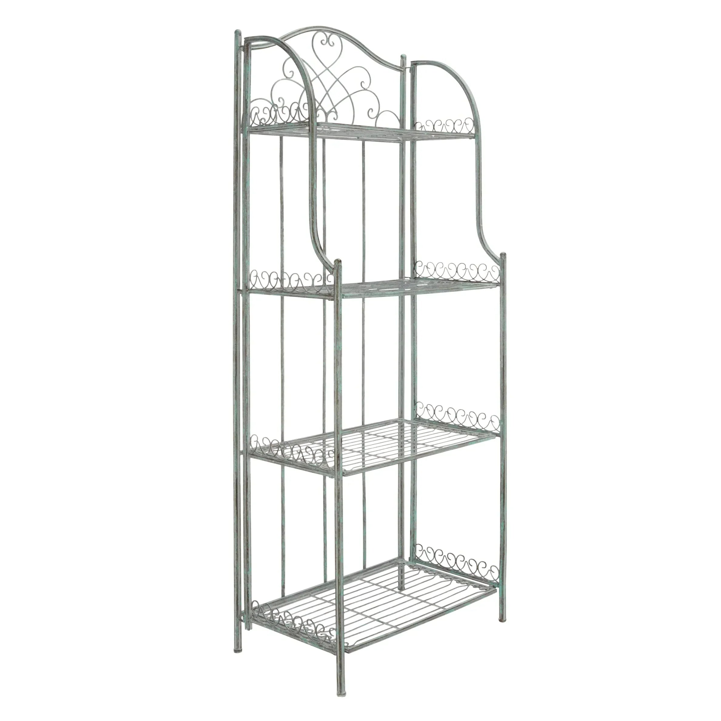 SAFAVIEH Bryn Étagère de boulanger d'extérieur victorienne en fer forgé à 4 niveaux - 63,5 cm l x 38,1 cm P x 160 cm H - 25L x 15P x 63H
