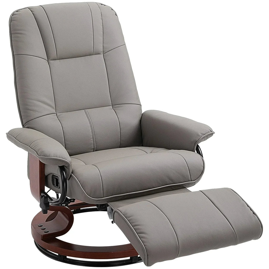 Fauteuil inclinable manuel pivotant en similicuir HomCom avec repose-pieds confortable et relaxant