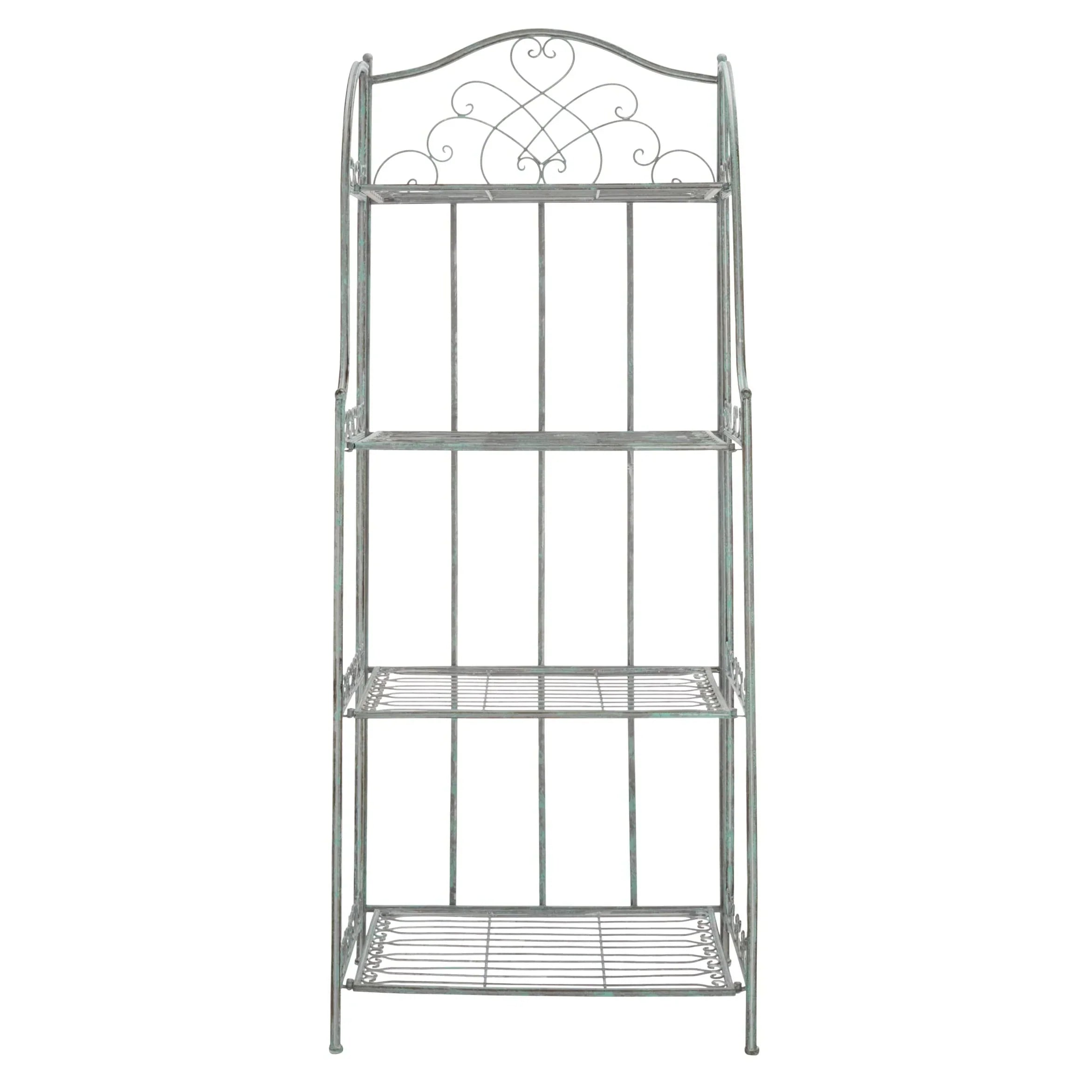 SAFAVIEH Bryn Étagère de boulanger d'extérieur victorienne en fer forgé à 4 niveaux - 63,5 cm l x 38,1 cm P x 160 cm H - 25L x 15P x 63H