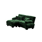 L Shaped Loveseat Sofa Chenille Sectional Couch with Lumbar Pillows
