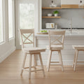 Charlotte Counter Height Barstool with Swivel and Auto Return Unfinished - International Concepts: Wood Frame, X-Back Design, Spot Clean