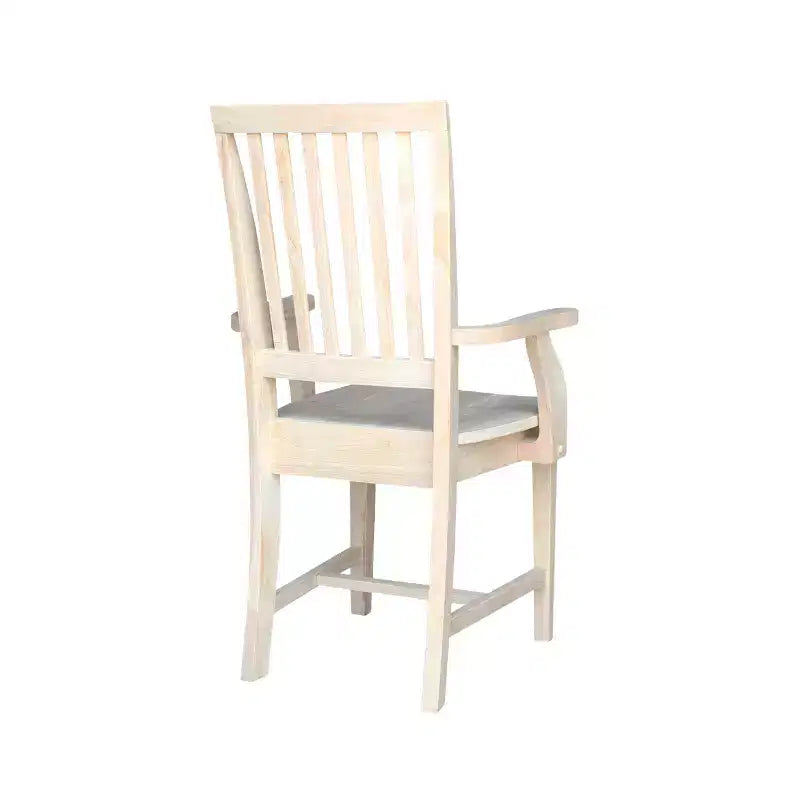 Sedia Side Mission con Braccioli – Legno Massello Grezzo