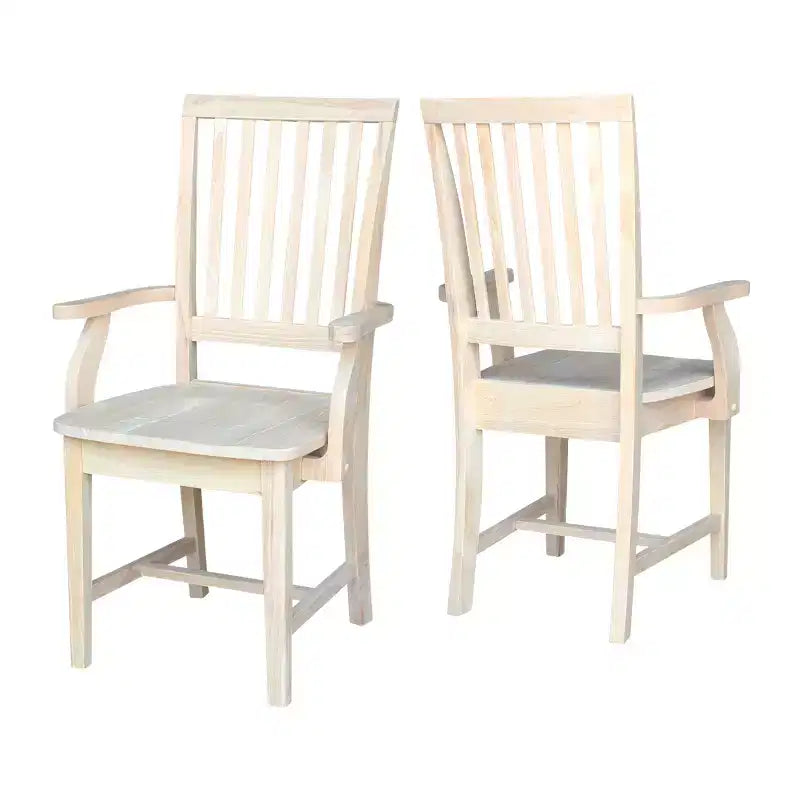 Sedia Side Mission con Braccioli – Legno Massello Grezzo
