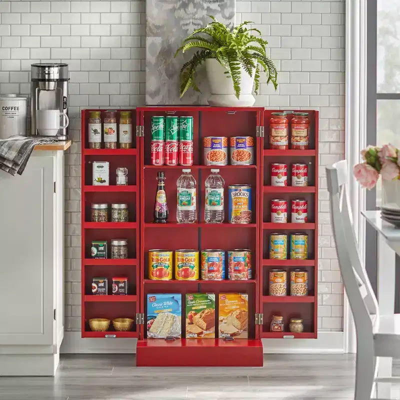 Armadietto rosso multiuso – Stile tradizionale, MDF, 13 ripiani