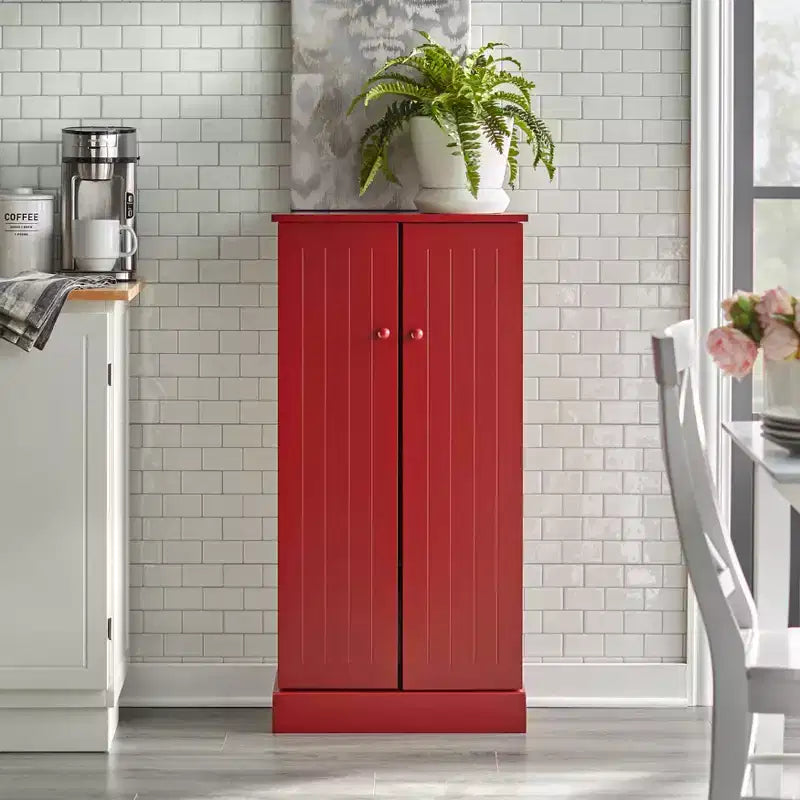 Armadietto rosso multiuso – Stile tradizionale, MDF, 13 ripiani