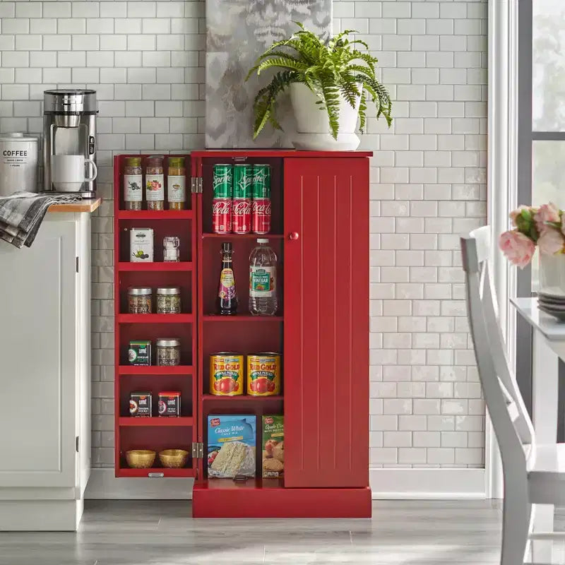 Armadietto rosso multiuso – Stile tradizionale, MDF, 13 ripiani