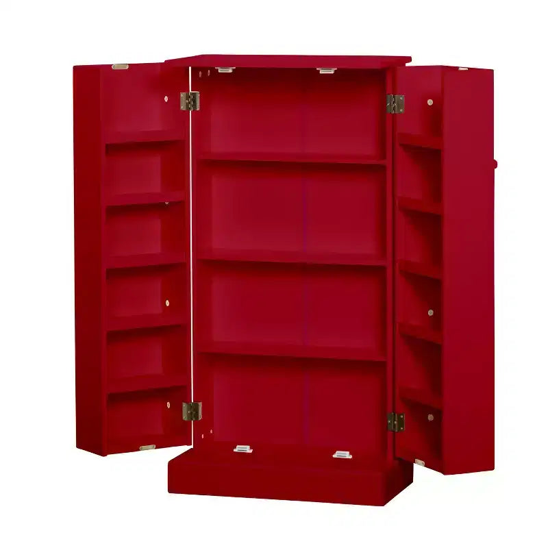 Armadietto rosso multiuso – Stile tradizionale, MDF, 13 ripiani