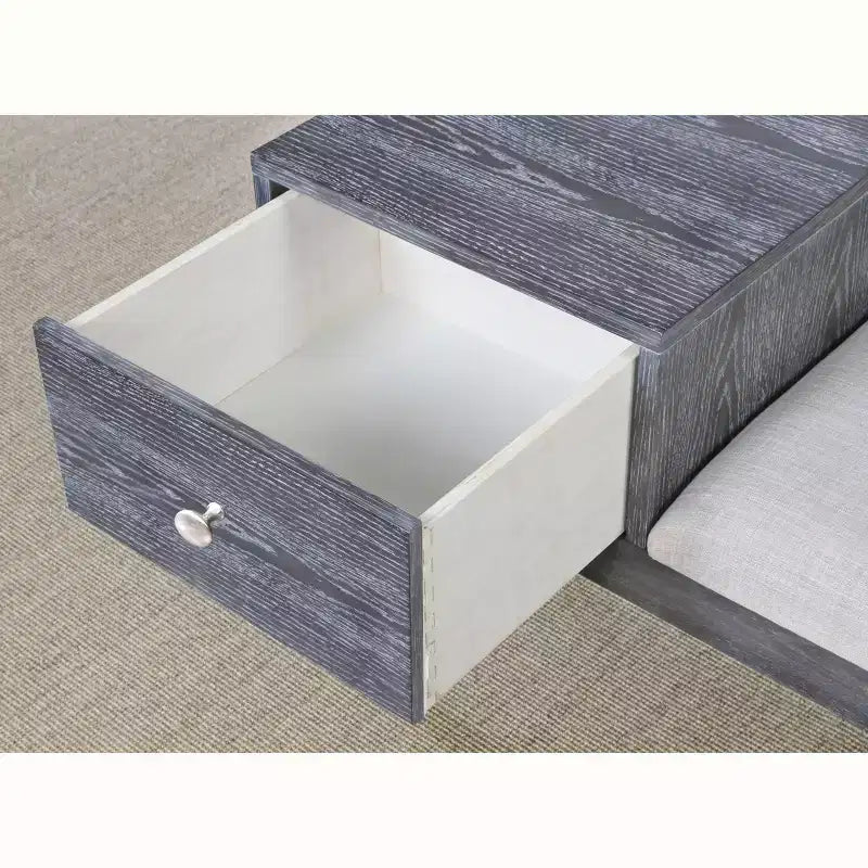 Panca contenitore di metà secolo moderna con cassetto – Grigio invecchiato