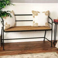 Metal and Wood Bench Slat Back Black/Brown - Olivia & May