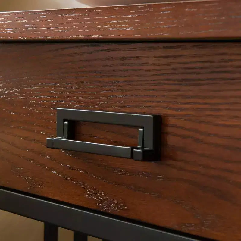 Comodino in Legno di Frassino con Cassetto e Ripiano Aperto