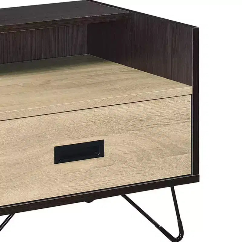 Tavolino d'appoggio Accent con cassetto portaoggetti – Finitura rovere e nero