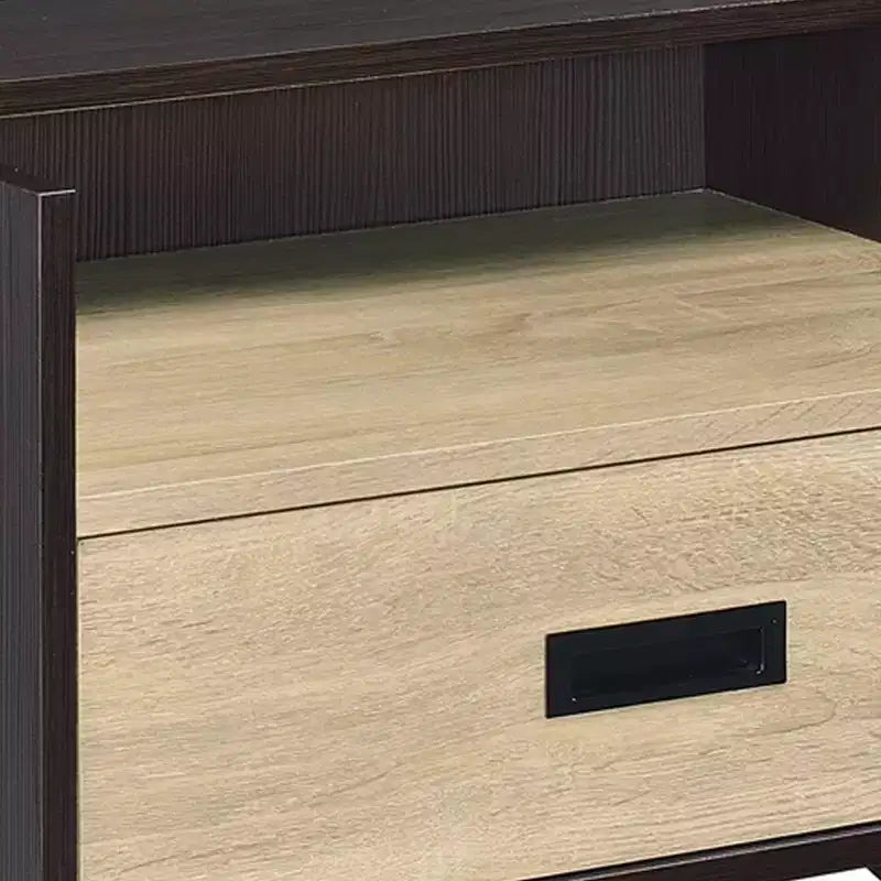 Tavolino d'appoggio Accent con cassetto portaoggetti – Finitura rovere e nero