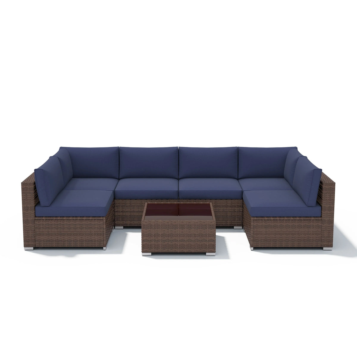 Wicker/ Steel 7-piece Outdoor Cushioned Sectional Sofa Set