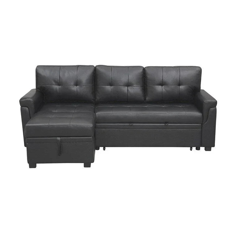 Canapé d'angle réversible convertible avec lit gigogne, méridienne de rangement et pieds durables