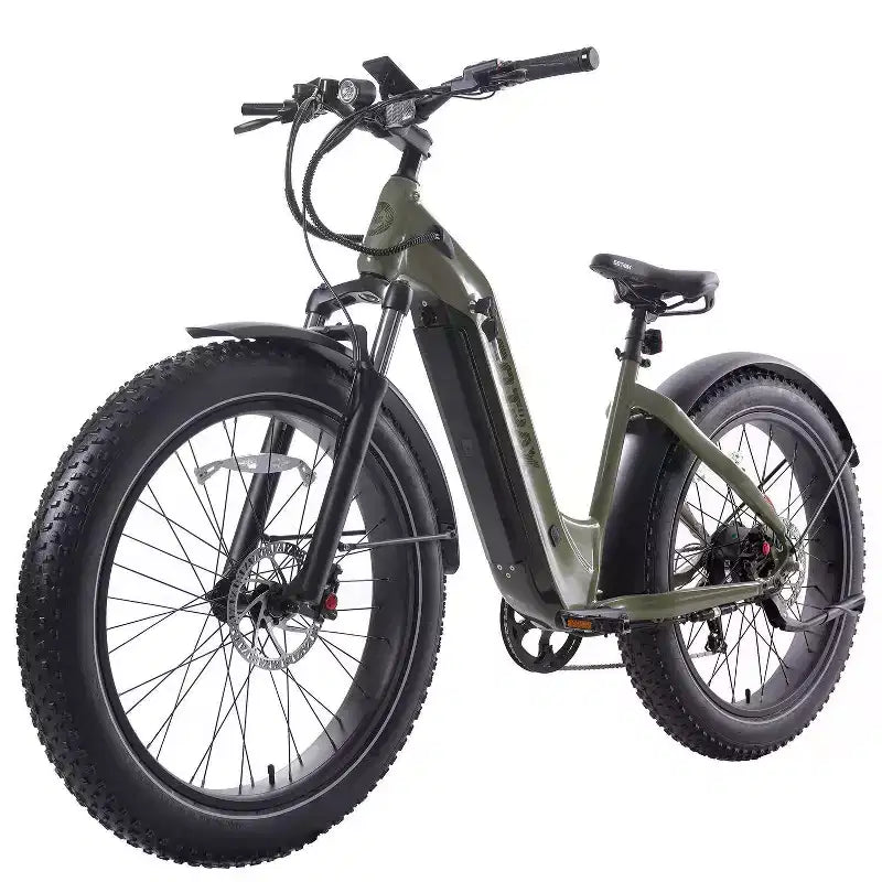 GOTRAX Bici elettrica ibrida con pneumatici FAT da 26" e telaio ribassato per adulti - Verde