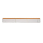 Contemporary Long White Wood Floating TV Stand with Drawers