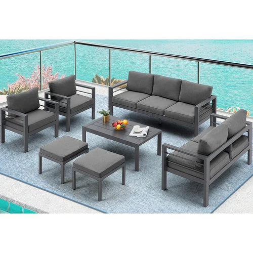 AECOJOY Set di mobili da giardino a 7 pezzi in alluminio Set da conversazione per esterni