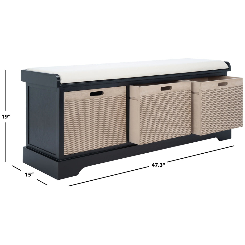 Banc de rangement SAFAVIEH Fiorello 3 tiroirs avec coussin - 47,3 L x 15 P x 19 H - 47Lx15Px19H
