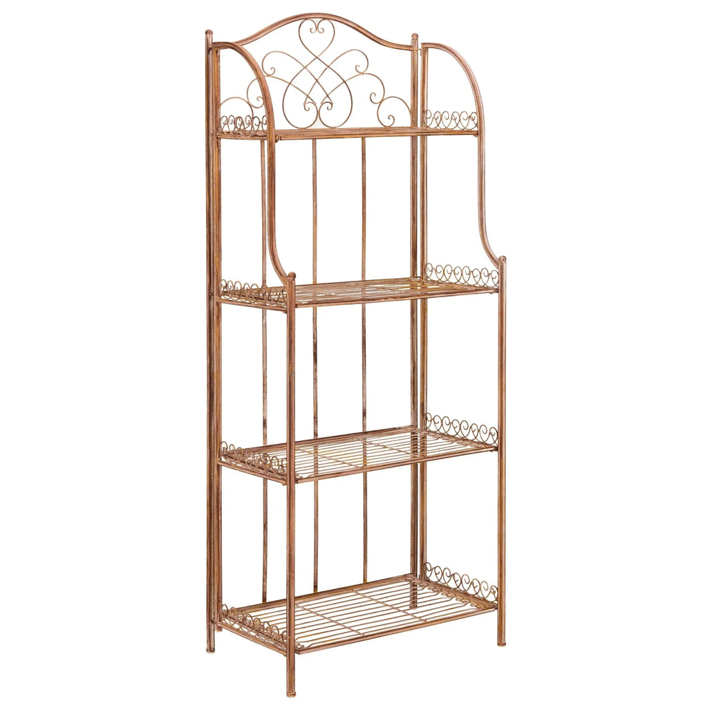 SAFAVIEH Bryn Étagère de boulanger d'extérieur victorienne en fer forgé à 4 niveaux - 63,5 cm l x 38,1 cm P x 160 cm H - 25L x 15P x 63H