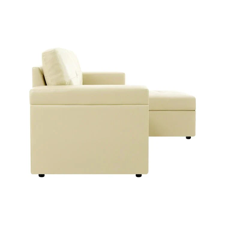 Canapé d'angle réversible convertible avec lit gigogne, méridienne de rangement et pieds durables