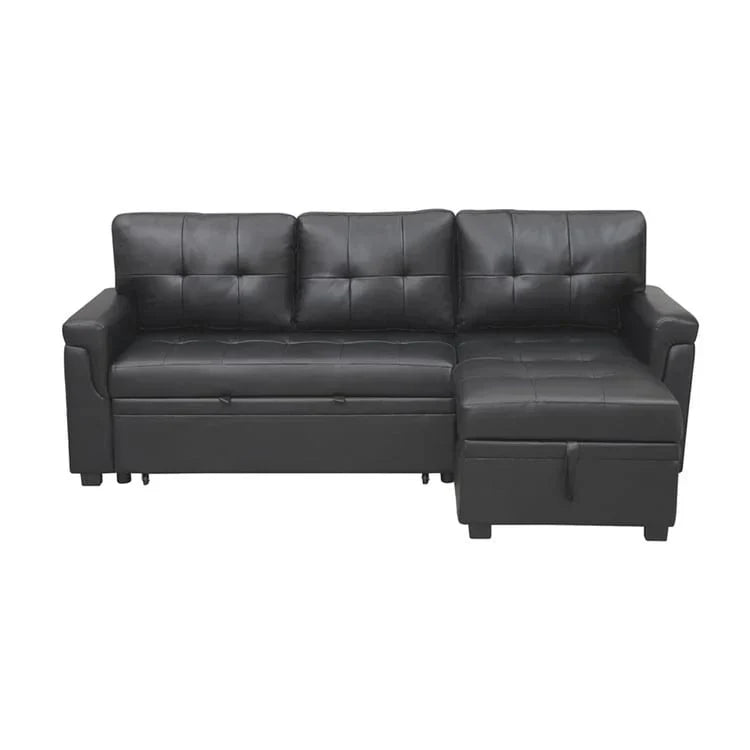 Canapé d'angle réversible convertible avec lit gigogne, méridienne de rangement et pieds durables