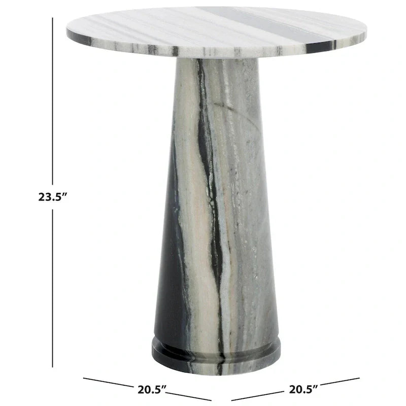 Table d'appoint ronde haute en marbre SAFAVIEH Couture Ghicu - 56 cm L x 53 cm P x 61 cm H - 21Wx21Dx24H