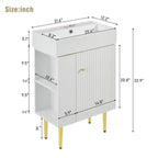 21.6 white Bathroom vanity, Combo Cabinet, Bathroom Storage Cabinet, Single Ceramic Sink, Left side storage