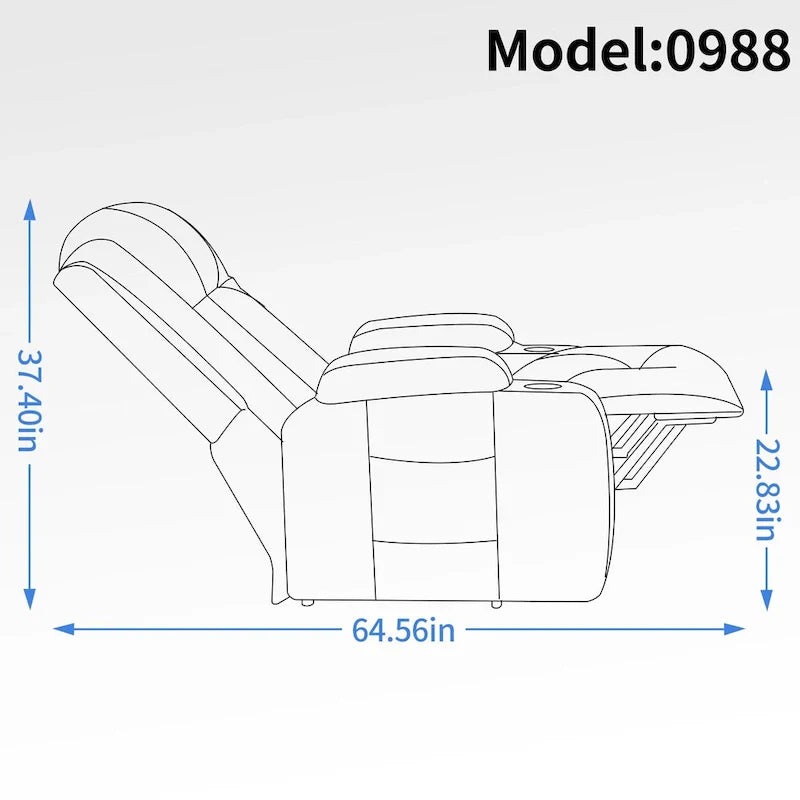 Poltrona reclinabile Power Lift, poltrona massaggiante moderna a motore singolo con riscaldamento lombare, porta di ricarica USB, portabicchieri