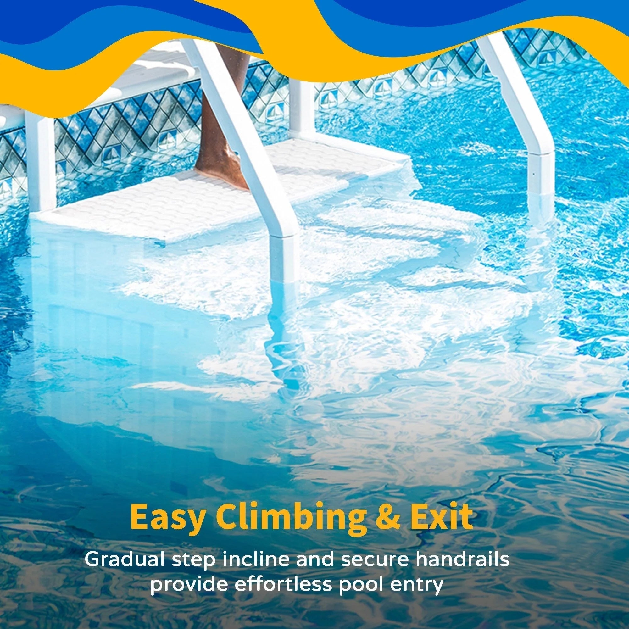 Scaletta per piscina fuori terra Blue Wave Easy con gradini, 82,55 cm L x 142,24 cm P x 205,74 cm A