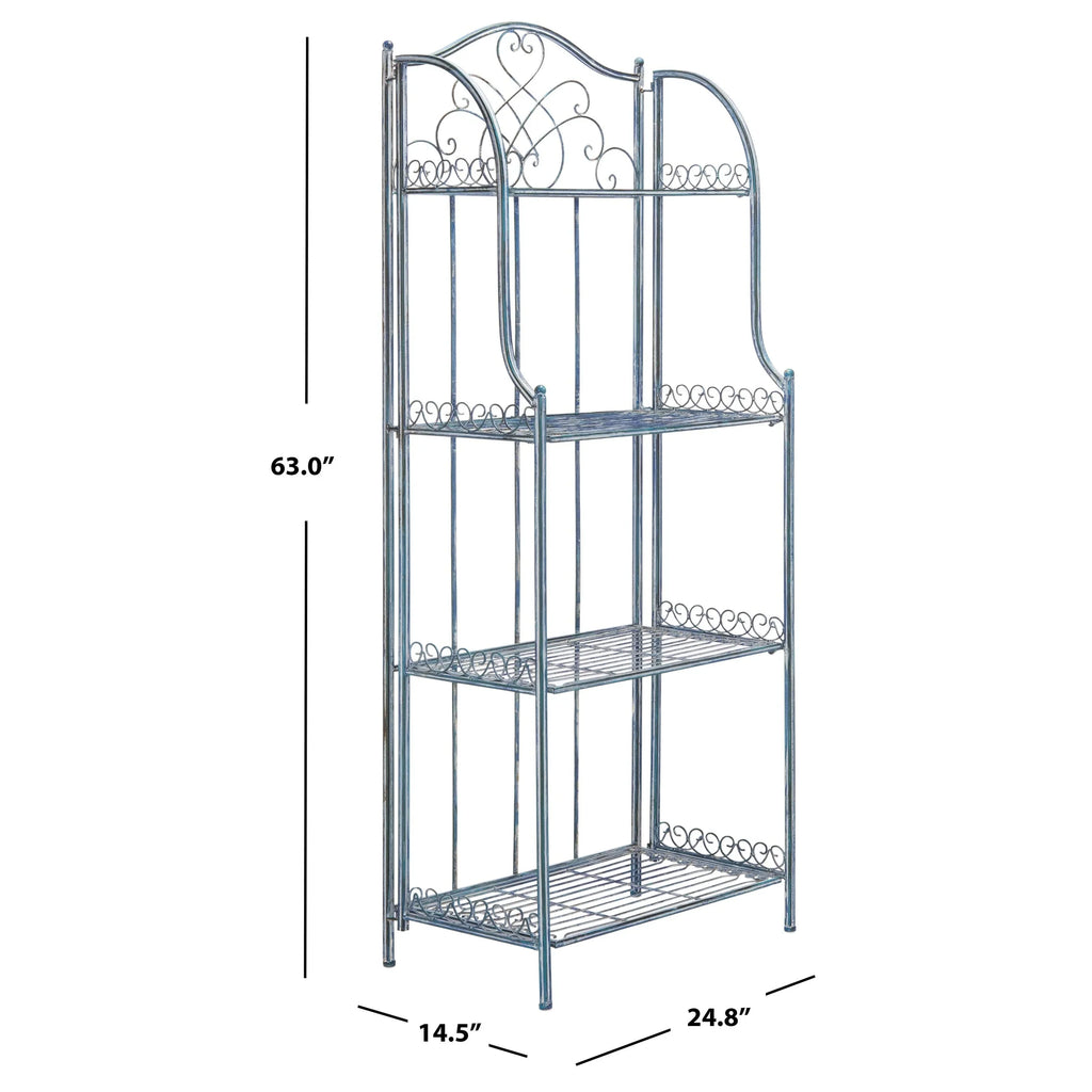 SAFAVIEH Bryn Scaffale da panettiere da esterno a 4 ripiani in ferro battuto vittoriano - 25 pollici L x 15 pollici P x 63 pollici H - 25 L x 15 P x 63 H