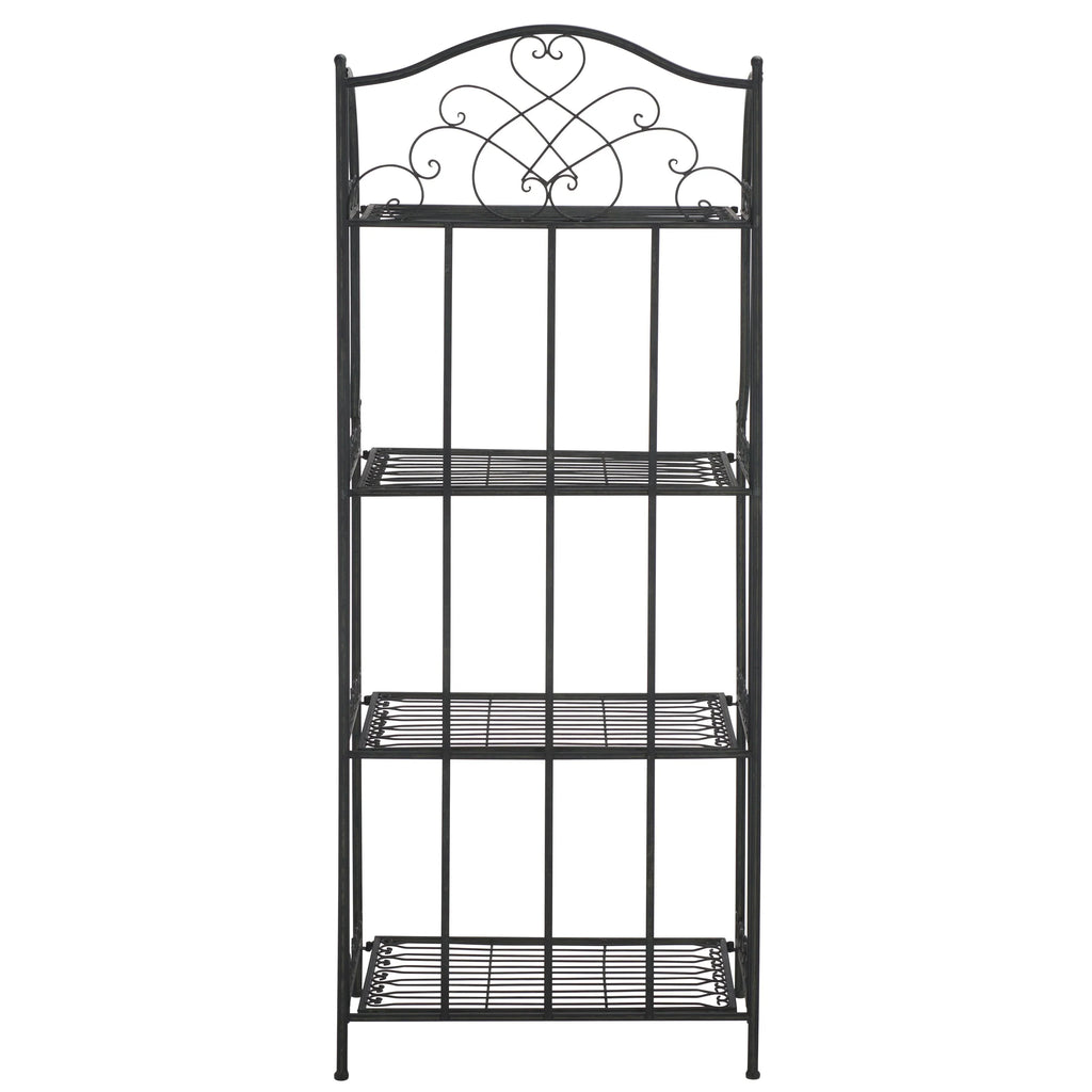 SAFAVIEH Bryn Scaffale da panettiere da esterno a 4 ripiani in ferro battuto vittoriano - 25 pollici L x 15 pollici P x 63 pollici H - 25 L x 15 P x 63 H